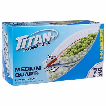 Titan Medium Freezer Bags 4 Packs of 75